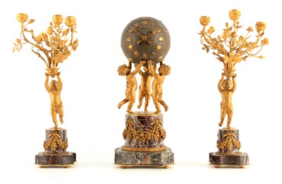 Lot 887 - A LATE 19TH CENTURY ORMOLU AND MARBLE FIGURAL...