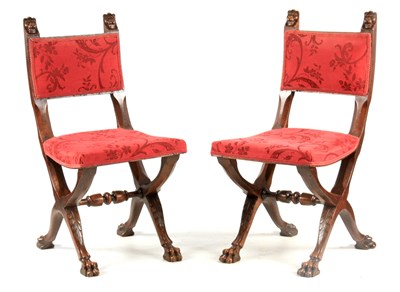 Lot 931 - A PAIR OF 19TH CENTURY MAHOGANY HALL CHAIRS...