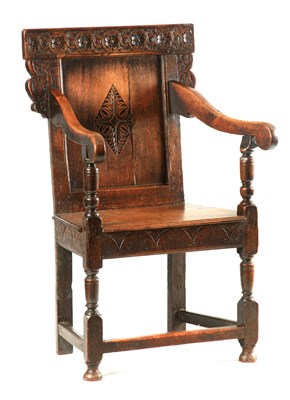 Lot 933 - A LATE 17TH CENTURY JOINED OAK OPEN ARMCHAIR...