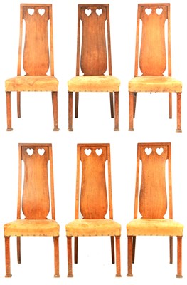 Lot 937 - A SET OF SIX ARTS & CRAFTS DINING CHAIRS BY...