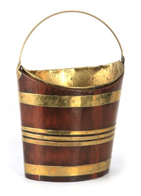 Lot 948 - A GEORGE III BRASS BOUND MAHOGANY OYSTER PAIL...