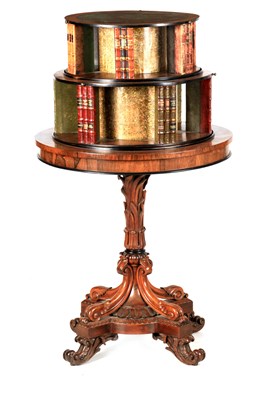 Lot 973 - A FINE WILLIAM IV ROSEWOOD REVOLVING LIBRARY...