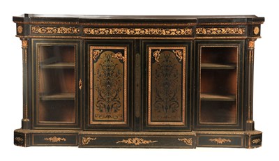 Lot 989 - A 19TH CENTURY EBONISED AND BOULLE WORK ORMOLU...