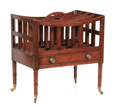 Lot 990 - AN EARLY 20TH CENTURY MAHOGANY CANTERBURY with...