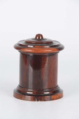 Lot 1003 - A 19TH CENTURY LIGNUM VITAE CYLINDRICAL STRING...