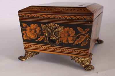 Lot 1009 - A REGENCY PENWORK SEWING BOX with floral...