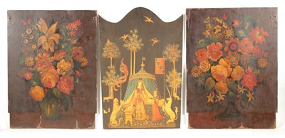 Lot 957 - A PAIR OF 18TH CENTURY PAINTED FIRE SCREENS...