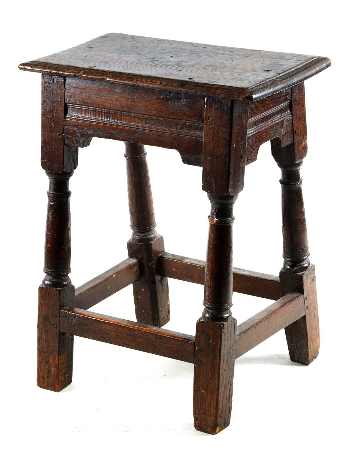 Lot 1058 - A LATE 17TH CENTURY OAK JOINT STOOL with...