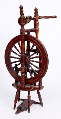 Lot 712 - A GOOD EARLY 19TH CENTURY YEW WOOD SPINNING...