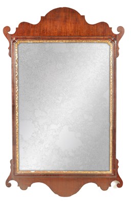 Lot 1157 - AN 18TH CENTURY MAHOGANY HANGING MIRROR with...