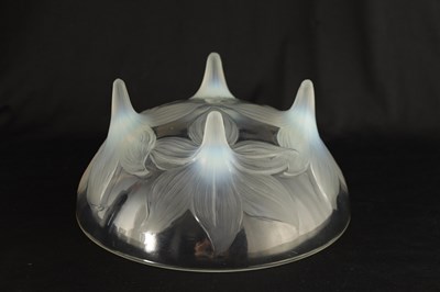 Lot 15 - R LALIQUE, A CLEAR ‘LYS’ GLASS BOWL of dished...
