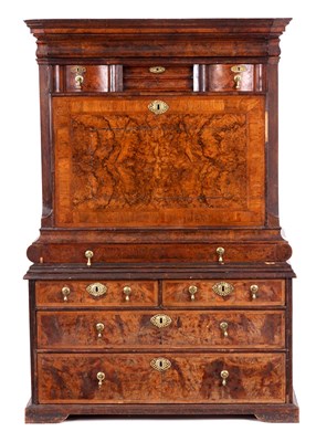 Lot 746 - A RARE SHAPED WILLIAM AND MARY BURR WALNUT...