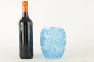 Lot 20 - R LALIQUE, A BLUE STAINED ‘BICHES' GLASS VASE...