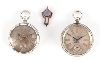 Lot 330 - TWO 19TH CENTURY SILVER FUSEE POCKET WATCHES...