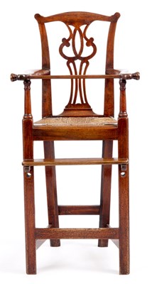 Lot 782 - A MID 18TH CENTURY MAHOGANY CHILDS HIGHCHAIR...