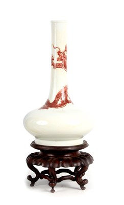 Lot 397 - A 19TH CENTURY CHINESE UNDERGLAZE RED DRAGON...