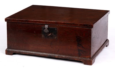 Lot 788 - AN 18TH CENTURY OAK DESK BOX with iron lock...