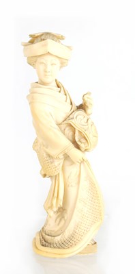 Lot 422 - A MEIJI PERIOD JAPANESE CARVED IVORY TOKYO...