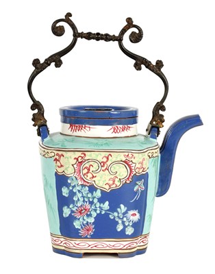 Lot 436 - A RARE CHINESE YIXING ENAMELLED TEAPOT WITH...