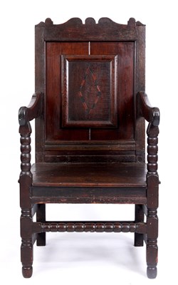 Lot 797 - A 18TH CENTURY AND LATER PANELLED BACK JOINED...