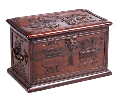 Lot 477 - AN 18TH CENTURY CARVED CHINESE HARDWOOD STRONG...