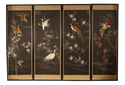 Lot 484 - A SET OF FOUR EARLY 20TH CENTURY CHINESE SILK...