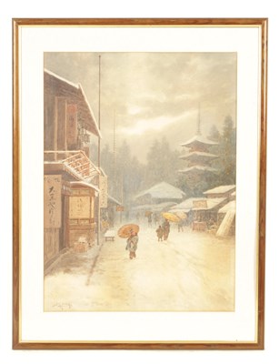 Lot 486 - A MEIJI PERIOD JAPANESE WATERCOLOUR depicting...