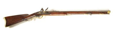 Lot 521 - AN 18TH CENTURY FLINTLOCK RIFLE having an...