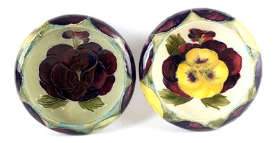 Lot 59 - TWO MOORCROFT SHALLOW SMALL DISHES WITH CURVED...