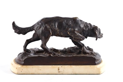 Lot 621 - A LATE 19TH CENTURY PATINATED BRONZE DOG...