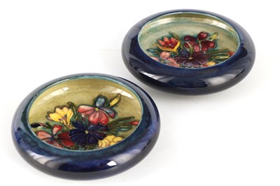 Lot 63 - TWO MOORCROFT SHALLOW SMALL DISHES WITH CURVED...