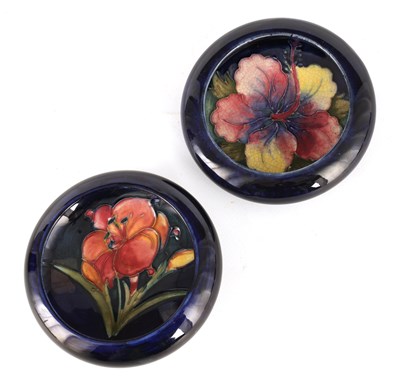 Lot 66 - TWO MOORCROFT SHALLOW SMALL DISHES WITH CURVED...