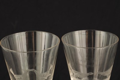 Lot 7 - A PAIR OF LARGE 19TH CENTURY ETCHED WINE...