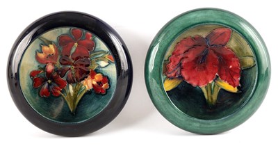 Lot 78 - TWO MOORCROFT SHALLOW SMALL DISHES WITH CURVED...