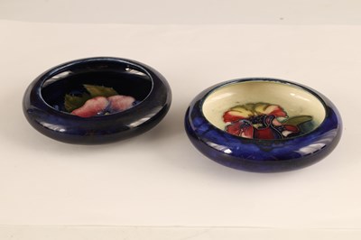 Lot 80 - TWO MOORCROFT SHALLOW SMALL DISHES WITH CURVED...