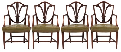 Lot 852 - A SET OF FOUR EARLY 19TH CENTURY HEPPLEWHITE...