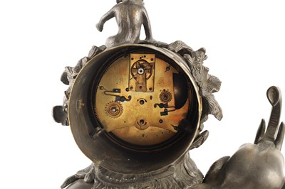 Lot 899 - A 19TH CENTURY FRENCH BRONZE MANTEL CLOCK...