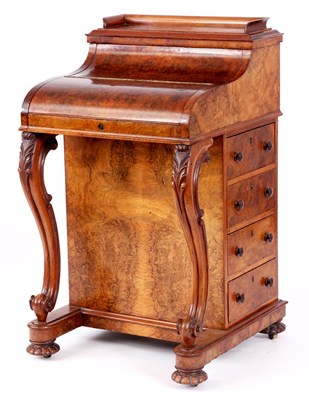 Lot 872 - A VICTORIAN FIGURED BURR WALNUT PIANO-TOP...