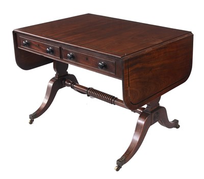 Lot 884 - A REGENCY MAHOGANY AND EBONY INLAID SOFA TABLE...