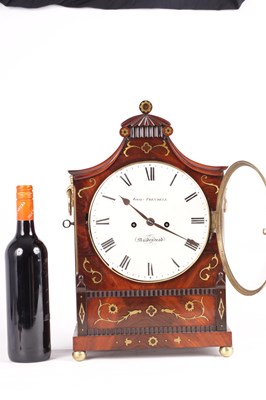 Lot 825 - GEORGE TRENDELL, MAIDENHEAD  A REGENCY BRASS INLAID MAHOGANY BRACKET CLOCK