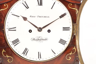 Lot 825 - GEORGE TRENDELL, MAIDENHEAD  A REGENCY BRASS INLAID MAHOGANY BRACKET CLOCK