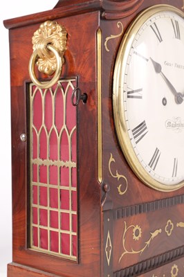 Lot 825 - GEORGE TRENDELL, MAIDENHEAD  A REGENCY BRASS INLAID MAHOGANY BRACKET CLOCK
