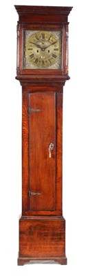 Lot 946 - JOHN PATRICK, SHROPSHIRE  AN EARLY 18TH CENTURY WELSH OAK AND ELM CASED LONGCASE CLOCK