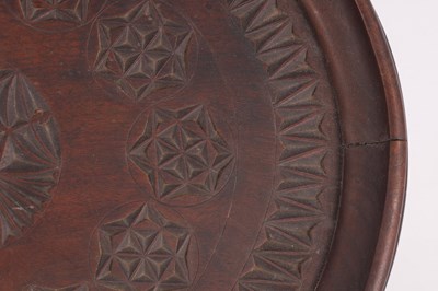 Lot 149 - A 19TH CENTURY ANGLO INDIAN CARVED HARDWOOD OVAL TRAY