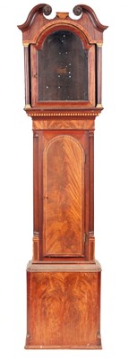 Lot 889 - A LATE GEORGE III FIGURED MAHOGANY GILLOW'S STYLE LONGCASE CLOCK CASE