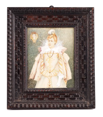 Lot 700 - A 19TH CENTURY MINIATURE PORTRAIT ON IVORY DEPICTING A MEMBER OF THE MEDICI FAMILY