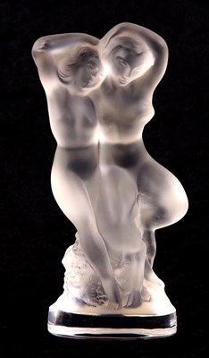 Lot 16 - A LALIQUE FROSTED GLASS MODEL OF PAN AND DIANA,...