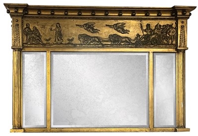 Lot 1088 - A REGENCY GILT GESSO OVERMANTEL MIRROR