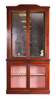 Lot 1036 - A REGENCY EBONY INLAID MAHOGANY BOOKCASE