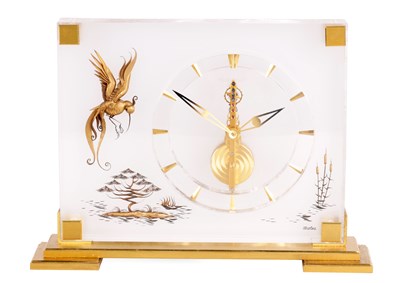 Lot 865 - A MID 20TH CENTURY JAEGER LECOULTRE 'MARINA' BIRD OF PARADISE DESK CLOCK